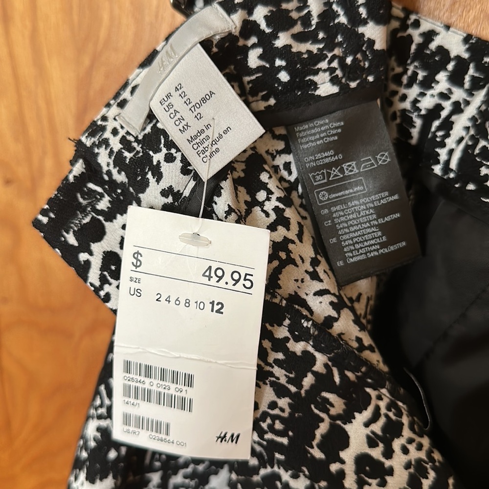 H&M a-line skirt size 12 nwt black/white - Picture 4 of 4